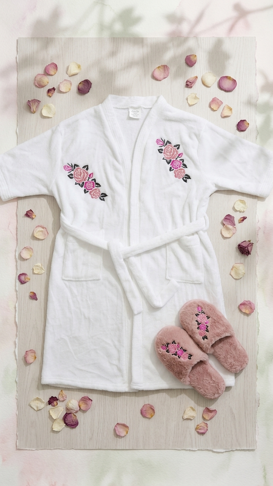 Embroidered handmade designed robe and slippers