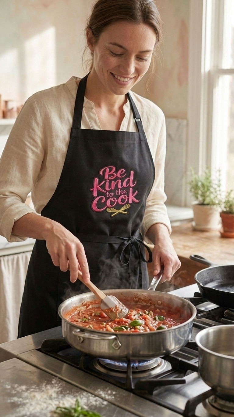 Black embroidered Apron|  Be Kind to Cook