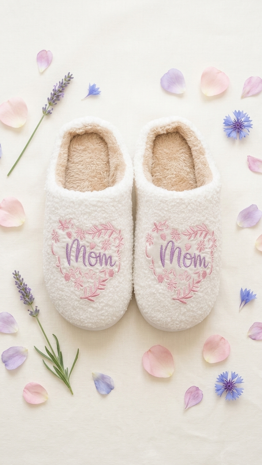 Embroidered bedroom Mom| slip on slippers