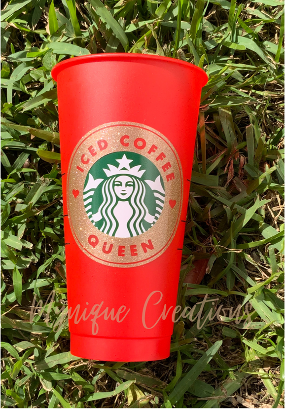 Ice coffee Queen glitter Starbucks cup