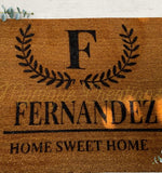 Initial olive branch personalized monogram doormat