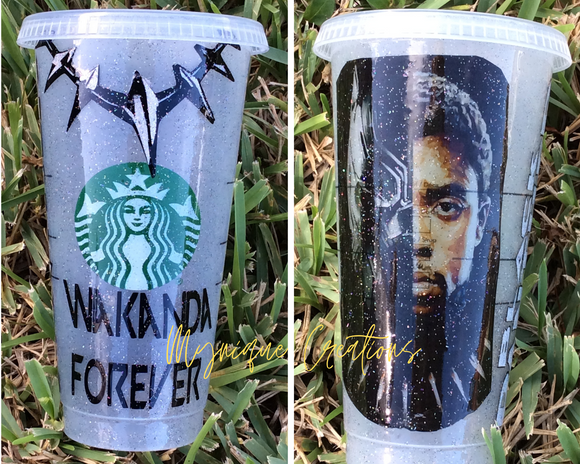 Wakanda Forever  In memory of  Chadwick Boseman Black Panther Starbucks cup